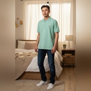 Simply Southern Light Green Polo Shirt Sz Lg